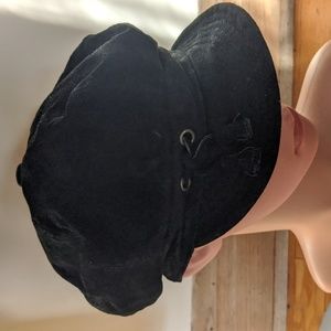 Black Suede Hat with Tassels